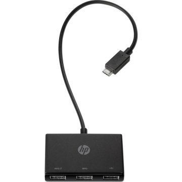 HP USB-C to USB-A - Hub - 3 x SuperSpeed USB 3.0 - desktop - voor Elite c1030; EliteBook 83X G7, 84X G7, 85X G7; ProDesk 400 G7; ZBook Create G7, Studio G7