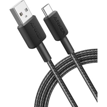 Anker 322 Gevlochten USB-A naar USB-C Kabel 1.8M Zwart