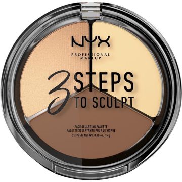 NYX Professional Makeup 3 Steps To Sculpt - Light - Contour &amp; Highlight - 3 x 5 gr