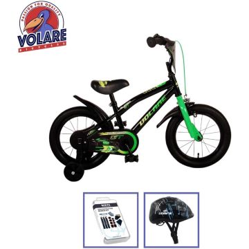 Volare Kinderfiets Super GT - 14 inch - Blauw - Met fietshelm &amp; accessoires