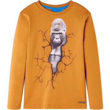 vidaXL-Kindershirt-met-lange-mouwen-gorillaprint-116-donkerokerkleurig