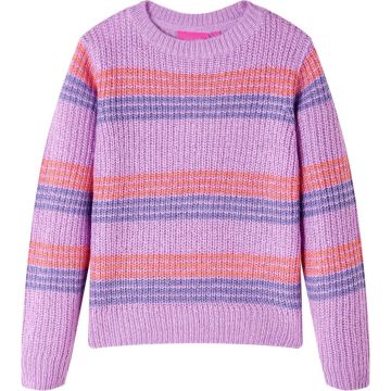 vidaXL-Kindertrui-gebreid-met-strepen-116-lila-en-roze