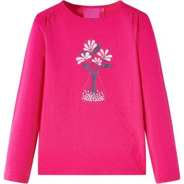 vidaXL-Kindershirt-met-lange-mouwen-bloemenprint-92-felroze