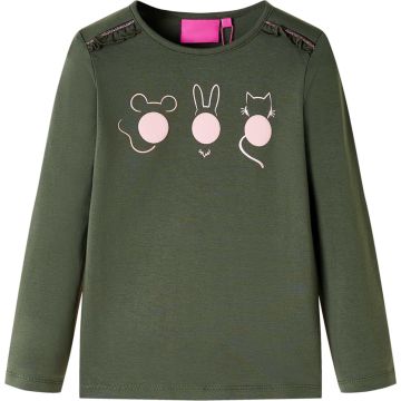 vidaXL-Kindershirt-met-lange-mouwen-dierenprint-104-kakikleurig