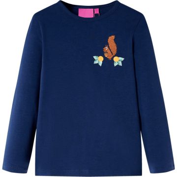 vidaXL-Kindershirt-met-lange-mouwen-ekhoornprint-104-marineblauw