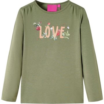 vidaXL-Kindershirt-met-lange-mouwen-love-print-104-kakikleurig