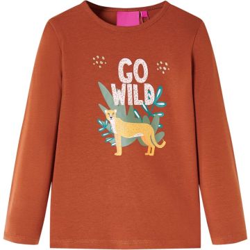 vidaXL-Kindershirt-met-lange-mouwen-dierenprint-92-cognackleurig