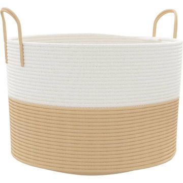 vidaXL-Opbergmand-Ø-51x33-cm-katoen-beige-en-wit