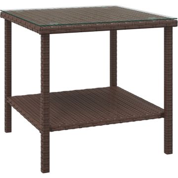 vidaXL-Bijzettafel-45x45x45-cm-poly-rattan-en-gehard-glas-bruin