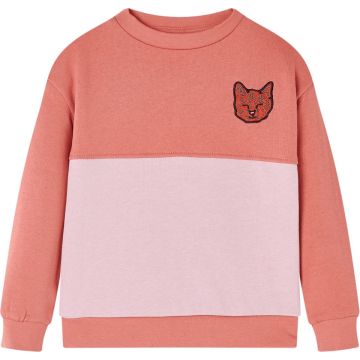 vidaXL-Kindertrui-blokontwerp-en-kattenprint-116-roze