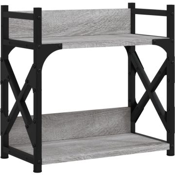 Printerstandaard 2-laags 40x20x40 cm bewerkt hout grijs sonoma