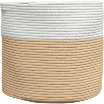 vidaXL-Opbergmand-Ø-40x35-cm-katoen-beige-en-wit