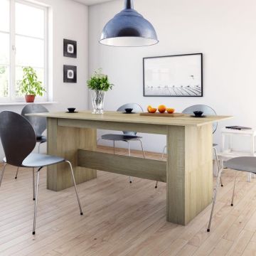 vidaXL Eettafel 180x90x76 cm spaanplaat sonoma eikenkleurig