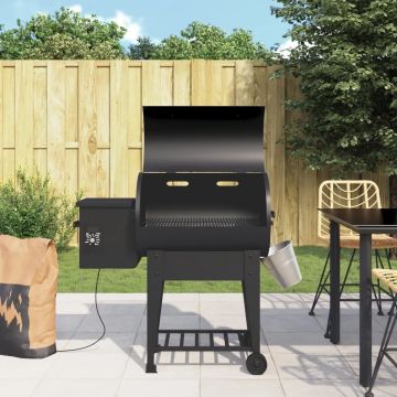 vidaXL Pelletbarbecue met bodemplaat 94 cm ijzer zwart