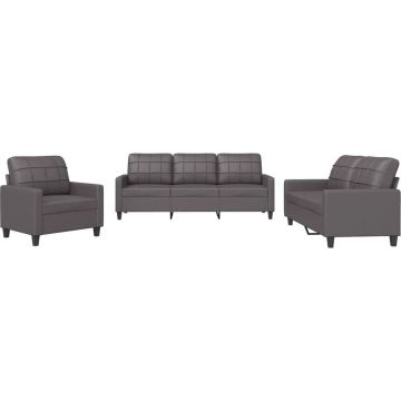 vidaXL-3-delige-Loungeset-met-kussens-kunstleer-grijs