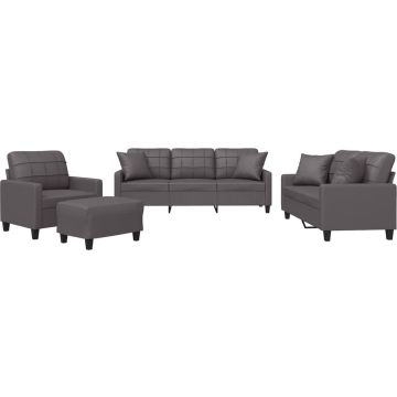 vidaXL-4-delige-Loungeset-met-kussens-kunstleer-grijs