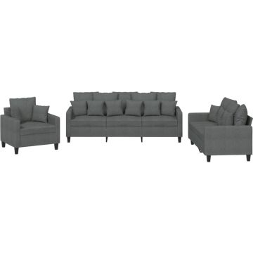 vidaXL-3-delige-Loungeset-met-kussens-stof-donkergrijs