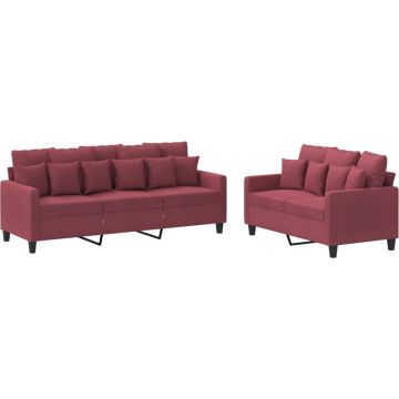 vidaXL-2-delige-Loungeset-met-kussens-stof-wijnrood