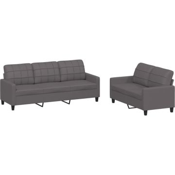 vidaXL-2-delige-Loungeset-met-kussens-kunstleer-grijs