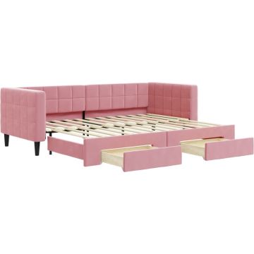 vidaXL-Slaapbank-met-onderschuifbed-en-lades-80x200-cm-fluweel-roze