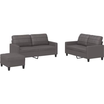 vidaXL-3-delige-Loungeset-met-kussens-kunstleer-grijs