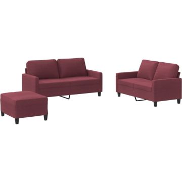 vidaXL-3-delige-Loungeset-met-kussens-stof-wijnrood