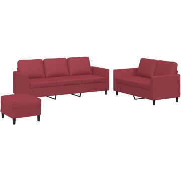 vidaXL-3-delige-Loungeset-met-kussens-kunstleer-wijnrood