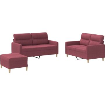 vidaXL-3-delige-Loungeset-met-kussens-stof-wijnrood