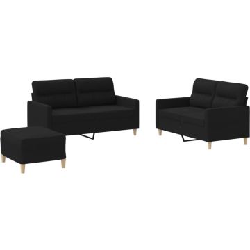 vidaXL-3-delige-loungeset-met-kussens-stof-zwart