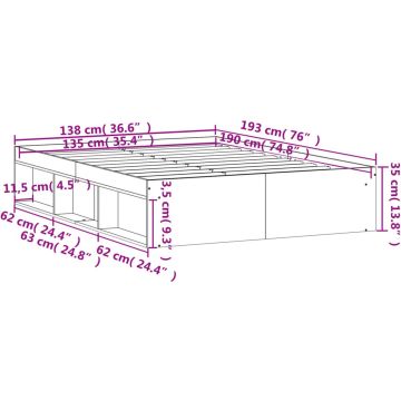 vidaXL-Bedframe-bruineikenkleurig-135x190-cm-Double