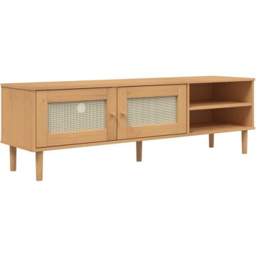 vidaXL-Tv-meubel-SENJA-158x40x49-cm-rattan-look-grenenhout-bruin