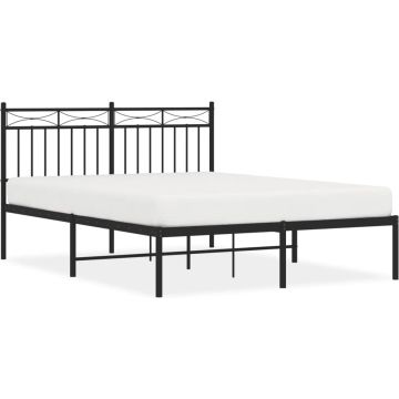 vidaXL-Bedframe-met-hoofdbord-metaal-zwart-135x190-cm