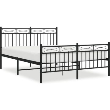 vidaXL-Bedframe-met-hoofd--en-voeteneinde-metaal-zwart-140x200-cm