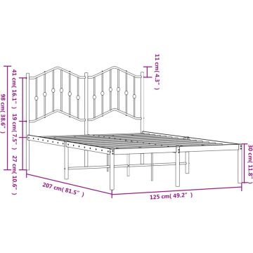 vidaXL-Bedframe-met-hoofdbord-metaal-zwart-120x200-cm