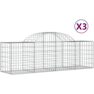 vidaXL-Schanskorven-3-st-gewelfd-200x50x60/80-cm-gegalvaniseerd-ijzer