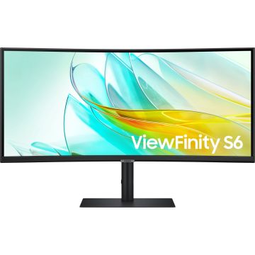 Samsung ViewFinity S6 S34C652UAU - S65UC Series - LED-monitor - gebogen - 34" - 3440 x 1440 UWQHD @ 100 Hz - VA - 350 cdm² - 3000:1 - HDR10 - 5 ms - HDMI, DisplayPort, USB-C - luidsprekers - zwart