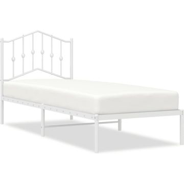 vidaXL-Bedframe-met-hoofdbord-metaal-wit-75-x-190-cm