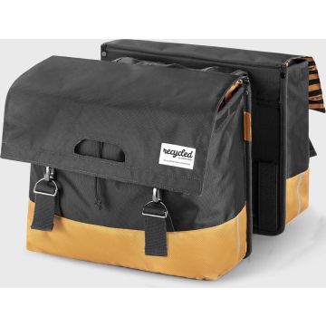 Urban Proof fietstas dubbel 40L recycled grijs geel - UP400580