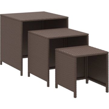 vidaXL-Tafeltjesset-3-st-poly-rattan-bruin