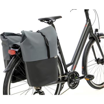 Dubbele fietstas New Looxs Nyborg 34L - 30 x 17 x 37cm (x2) - donkerGrijs/Zwart