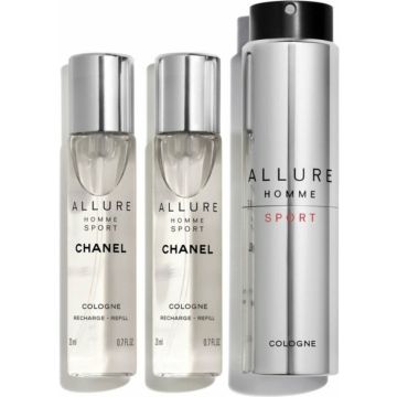 Chanel Allure Homme Sport Geschenkset Eau de Cologne Travel Spray 20 ml + 2x navulling 20 ml 1 set