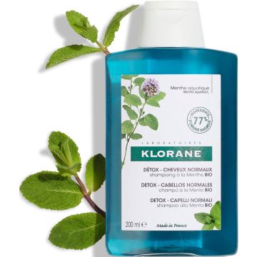 Klorane - Bio WATERMUNT - Shampoo - Normaal Haar - Detox en Glans - 200ml