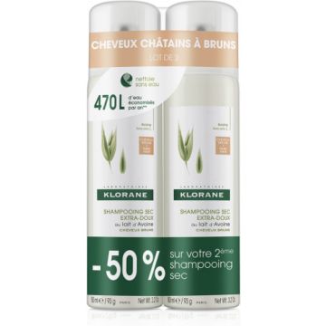 Klorane Oatmeal Dry Shampoo For Brown Hair 2x150ml