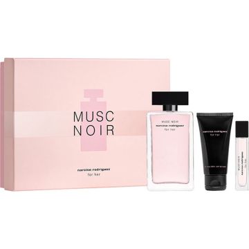 Narciso Rodriguez for Her Musc Noir Giftset - 100 ml eau de parfum spray + 10 ml eau de parfum spray + 50 ml bodylotion – cadeauset voor vrouwen