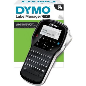 DYMO LabelManager 280-labelmaker | Oplaadbare, draagbare labelprinter met AZERTY-toetsenbord | Inclusief zwart-wit D1-labeltape (12 mm) | Voor thuis en op kantoor