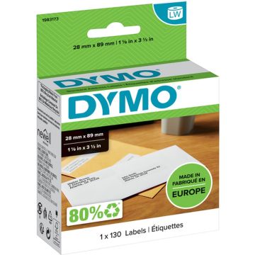 DYMO originele grote LabelWriter adreslabels voor retouren | 28 mm x 89 mm | 130 zelfklevende etiketten | Geschikt voor de LabelWriter labelprinters | Gemaakt in Europa