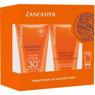 Lancaster Sun Trio Set: Sun Beauty Body Milk SPF30 (50ml) - Golden Tan Maximizer After Sun Lotion (50ml) - Sun Beauty Face Cream S - 3 st - geschenkset