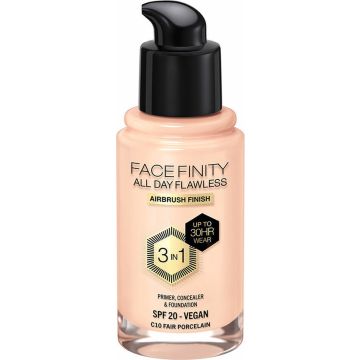 Crème Make-up Basis Max Factor Face Finity All Day Flawless 3 in 1 Spf 20 Nº C10 Fair porcelain 30 ml