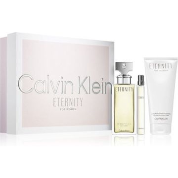 Calvin Klein Eternity Gift Set voor Vrouwen Eau de Parfum 100 ml + geparfumeerde bodymilk 100 ml + Eau de Parfum reis spray 10 ml