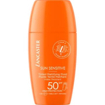 LANCASTER SUN SENSITIVE Tinted mattifying fluid - zonnebrand voor het gezicht- 30 ml